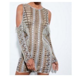 Beaded Cold Shoulder Dress